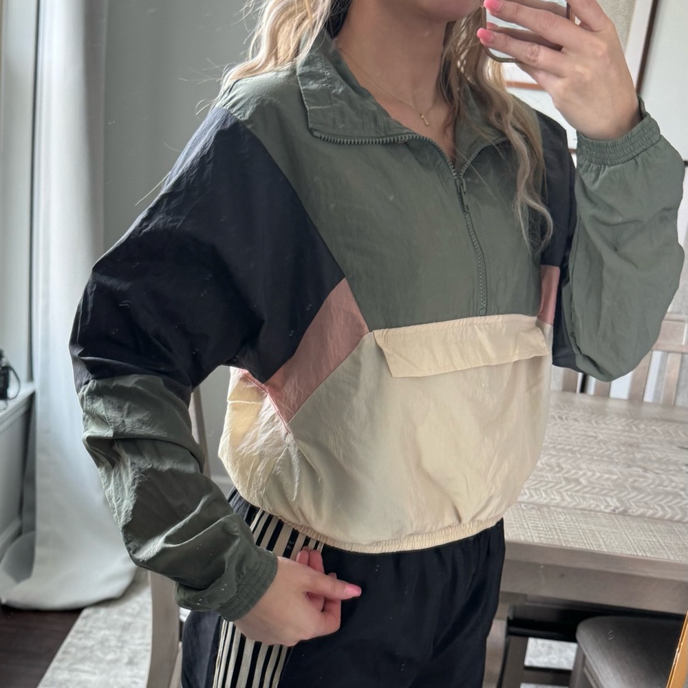 Wind Breaker Colorblock Women's Pullover Zip 90s Fashion Y2K Jacket - Picture 5 of 12